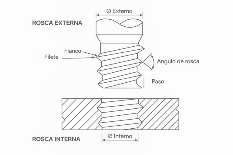 Rosca Externa e Interna de un tornillo